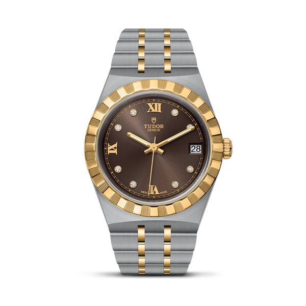 TUDOR Royal 34 mm automatique en or jaune, acier inoxydable et diamants